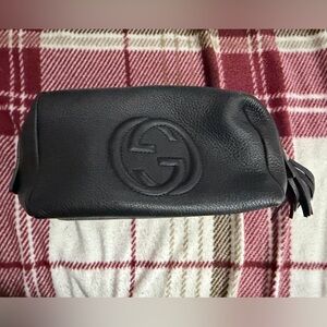 Gucci Black Pebbled Leather Toiletry Pouch